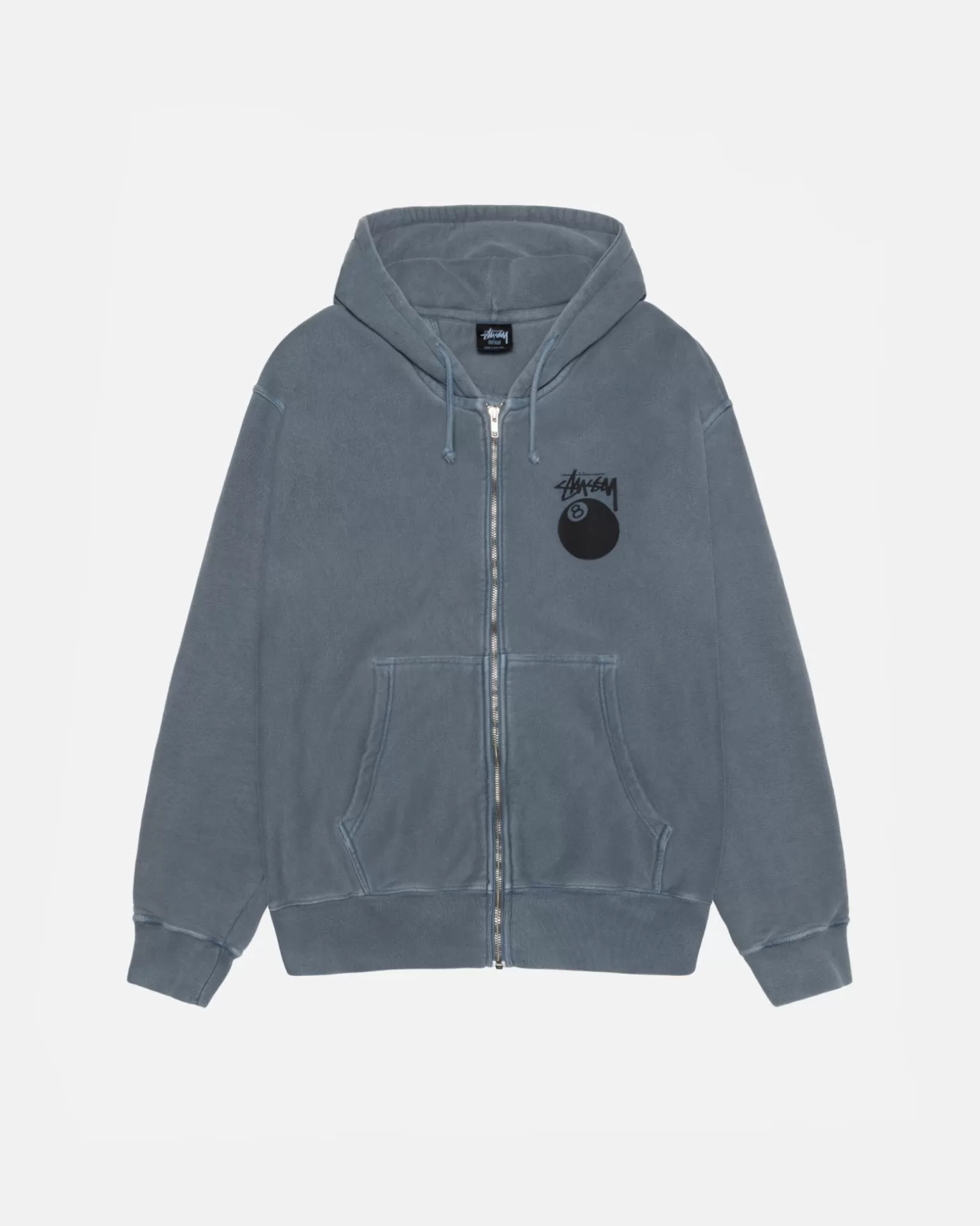 Stüssy Hoodies>8 BALL ZIP HOODIE PIGMENT DYED