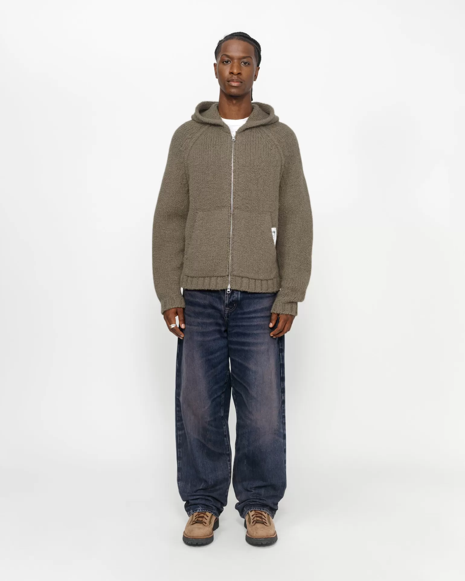 Stüssy Knits>CHUNKY KNIT ZIP HOODIE