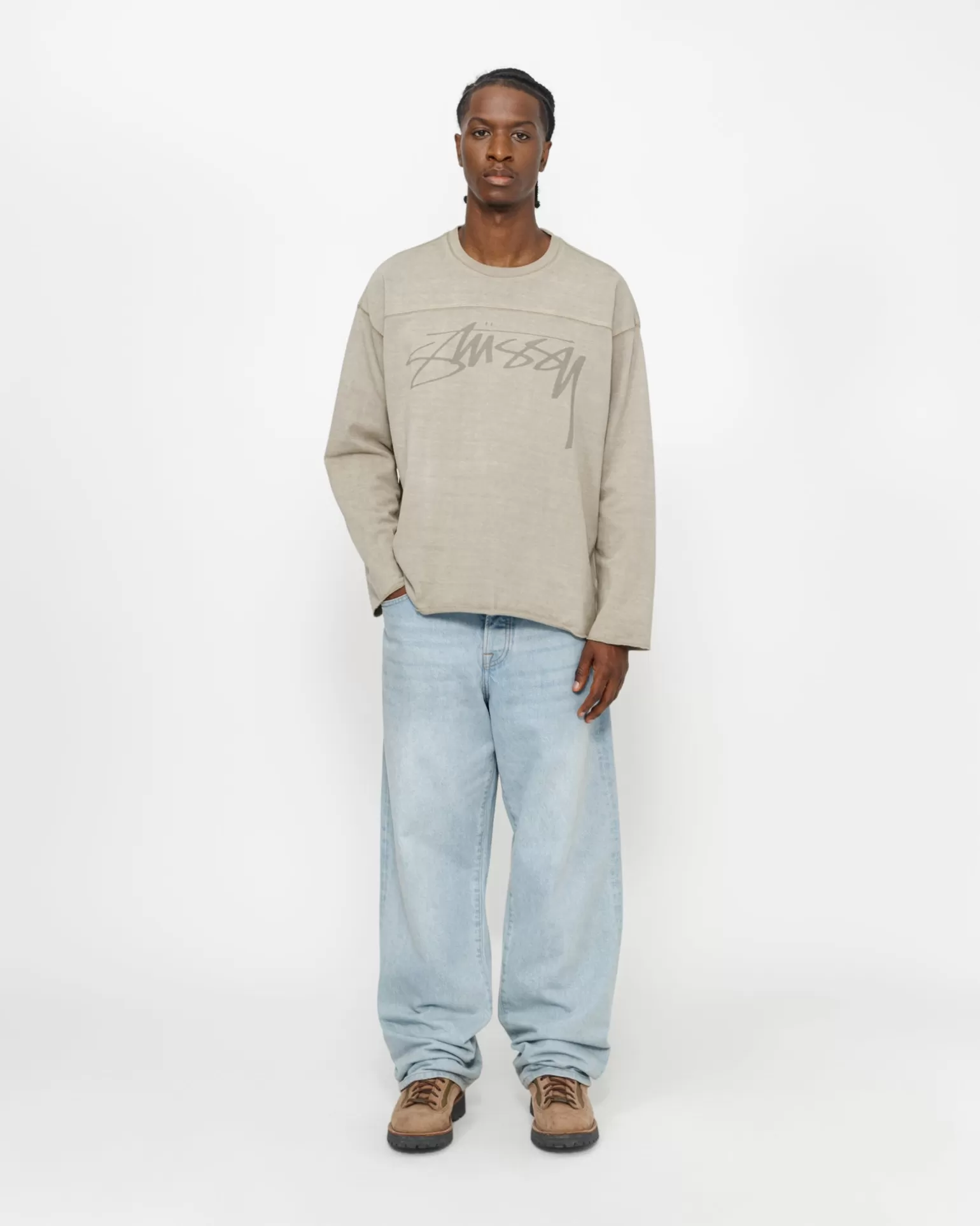 Stüssy Knits>FOOTBALL CREW PIGMENT DYED COTTON