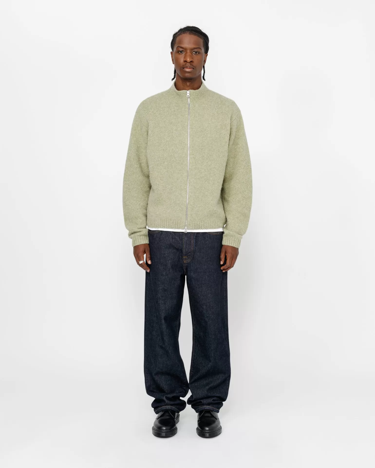 Stüssy Knits>FULL ZIP BRUSHED MERINO SWEATER