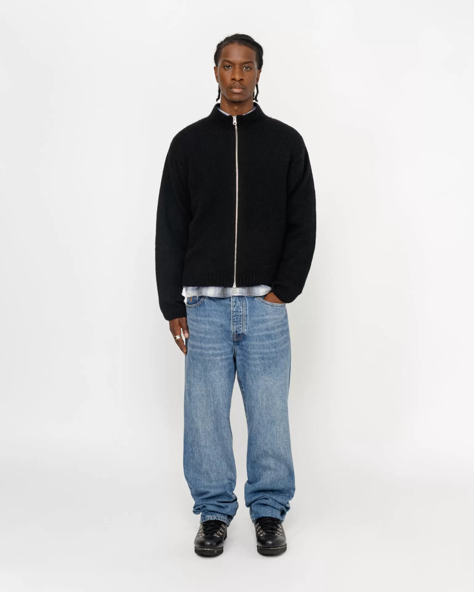 Stüssy Knits>FULL ZIP BRUSHED MERINO SWEATER