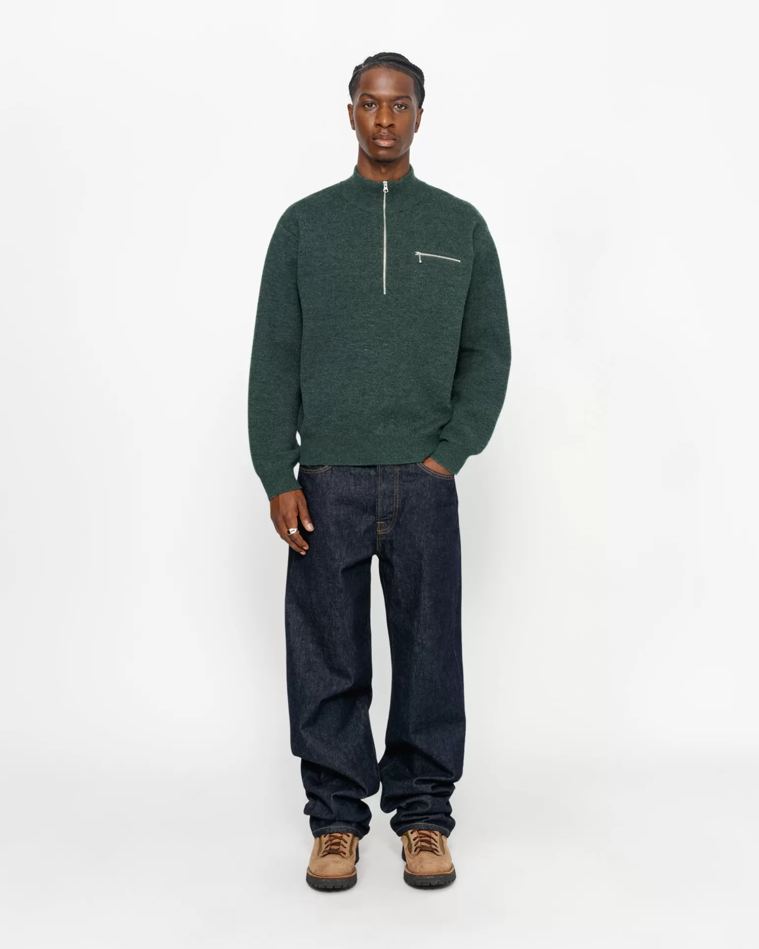 Stüssy Knits>HALF ZIP MOCK NECK SWEATER