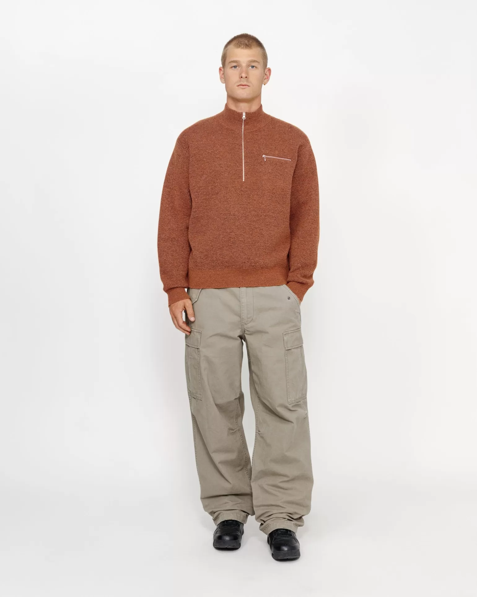 Stüssy Knits>HALF ZIP MOCK NECK SWEATER