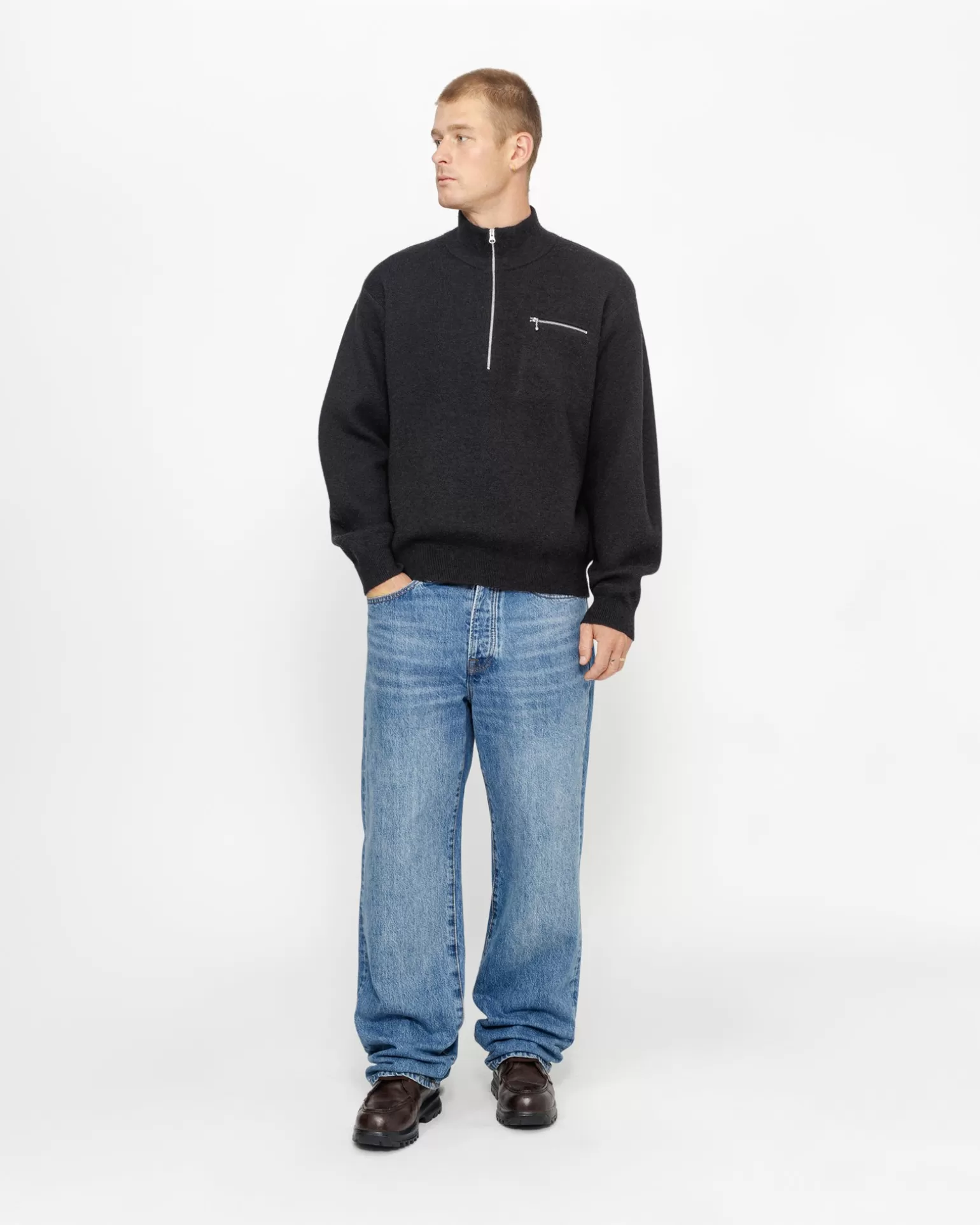 Stüssy Knits>HALF ZIP MOCK NECK SWEATER