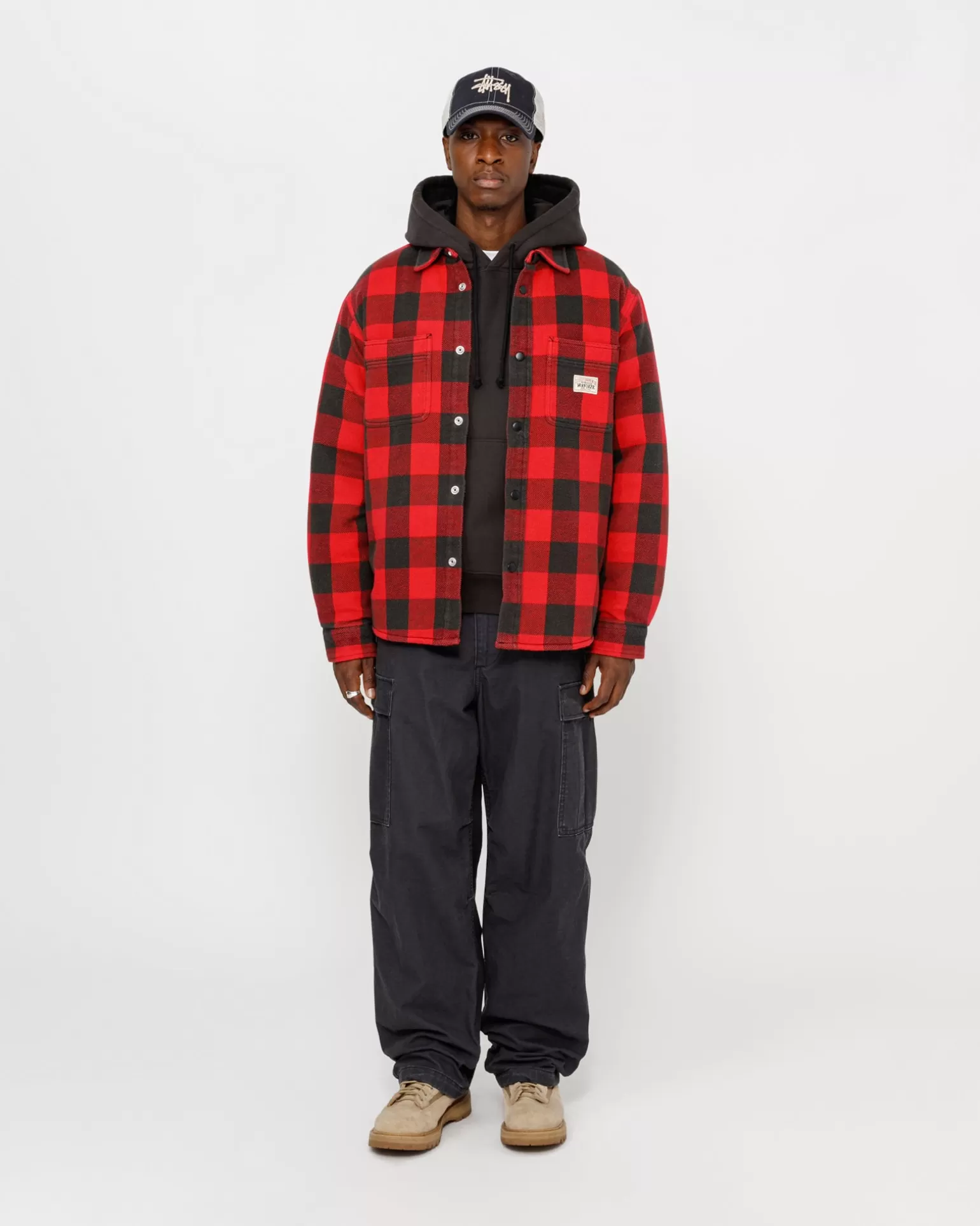 Stüssy Chemises | Vestes>SHERPA LINED BUFFALO PLAID SHIRT