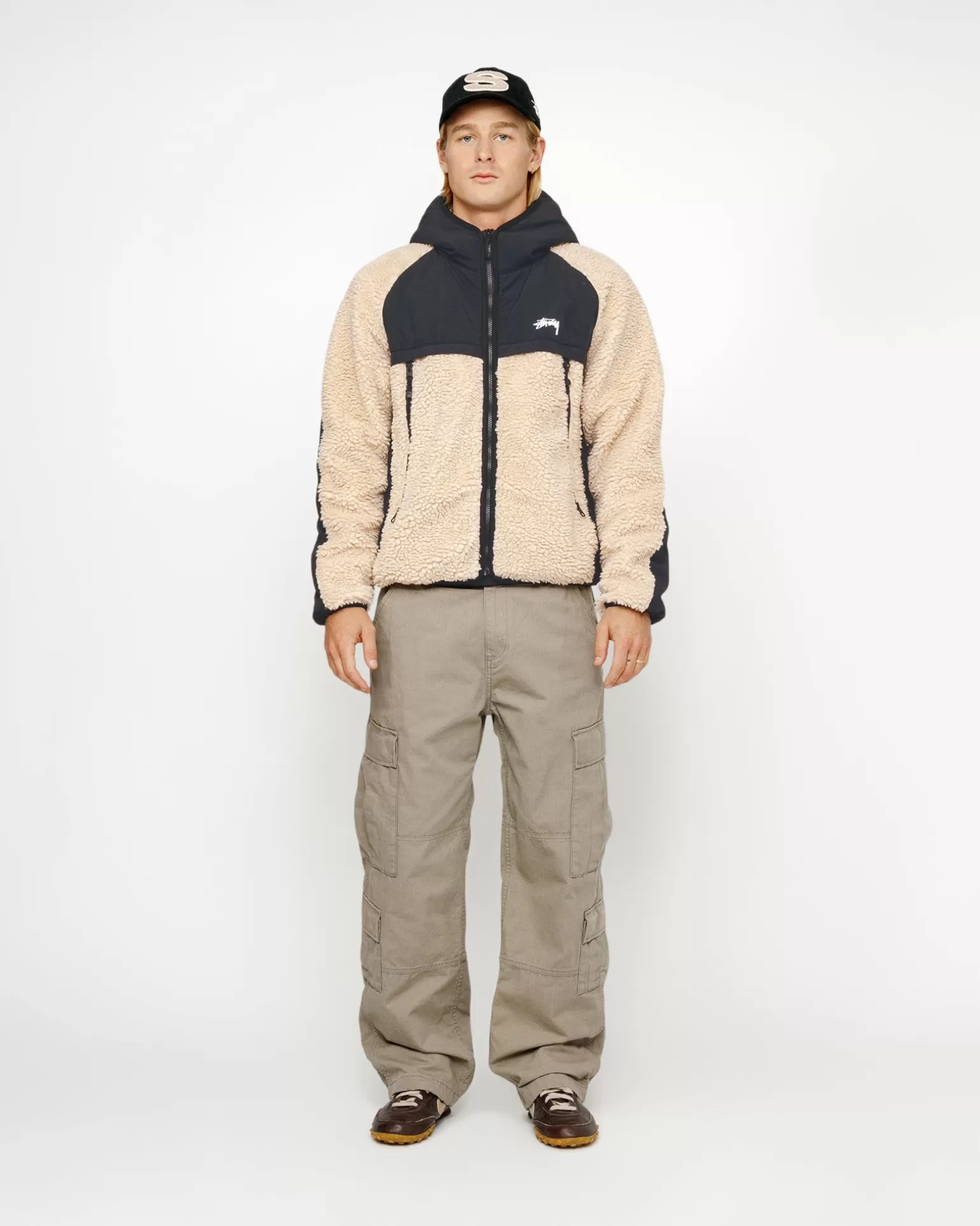 Stüssy Vestes>SHERPA PANELED HOODED JACKET