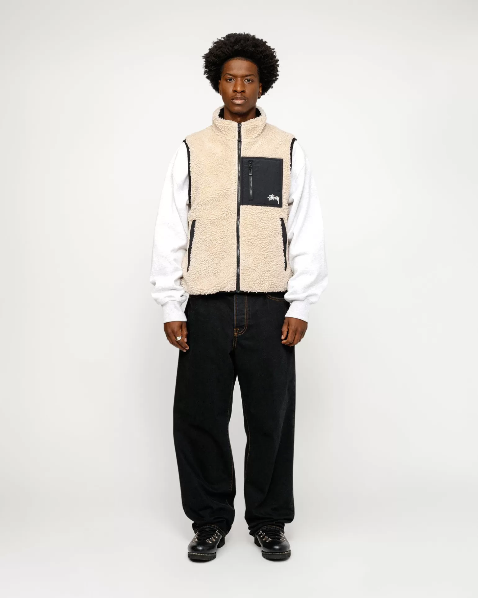 Stüssy Vestes>SHERPA REVERSIBLE VEST